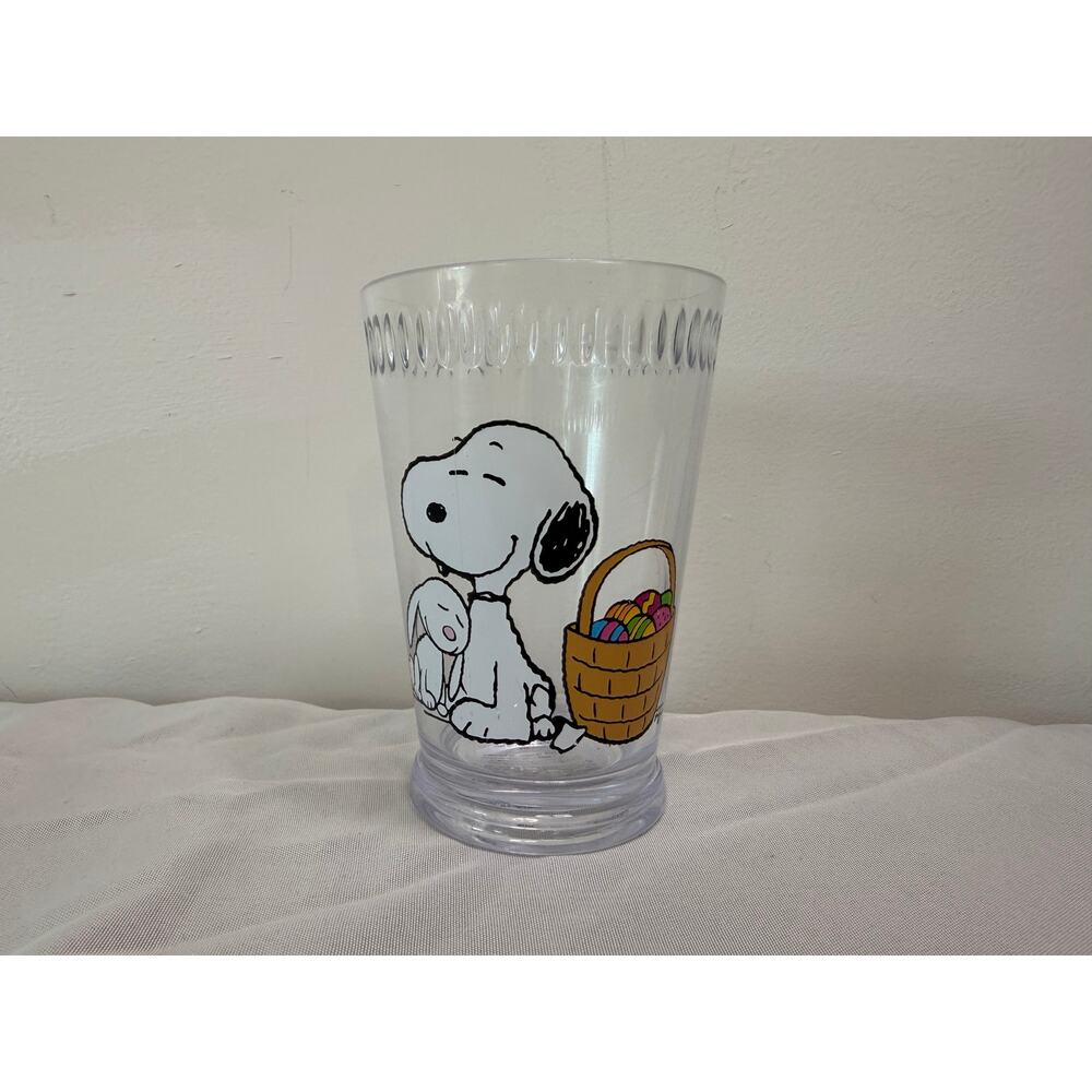 Williams Sonoma Peanuts Snoopy & Woodstock Easter Egg Plastic Tumbler Cup 16 oz